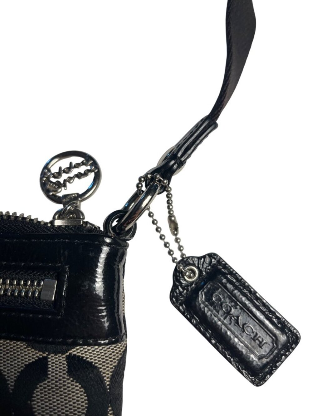 Coach Poppy Black & Gray Signature Jacquard Crossbody Bag Silver Appliqué Accent - Picture 5 of 16
